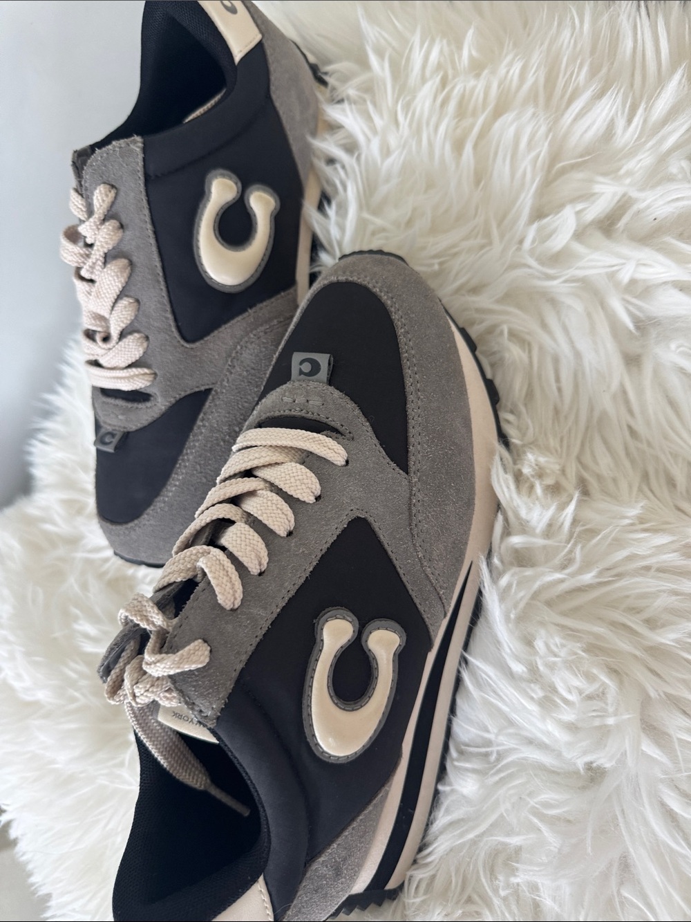 Coach Gray and Black Suede-Trim Sneakers